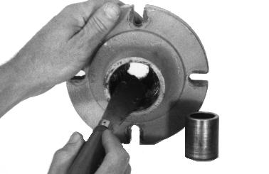 Apply thread lock and sealer (medium strength) on threads. Install hub on shaft.