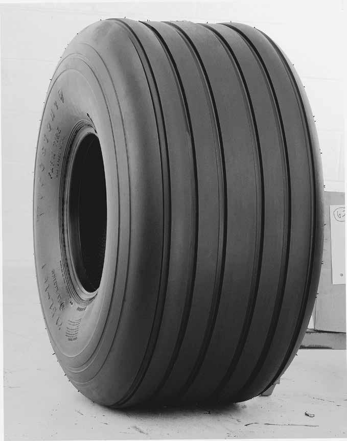 FARM TIRE L I-1 RIB IMPLEMENT I-1 17 Front free-rolling tire with a special rubber compound.