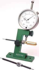 Pilot stops are required for each caliber (see chart below). Two pilot stops are supplied with the tool, #06121,.22 cal. and #06130,.30 cal. ITEM NO. 26400 Case Neck Gauge complete w/large 1 x.