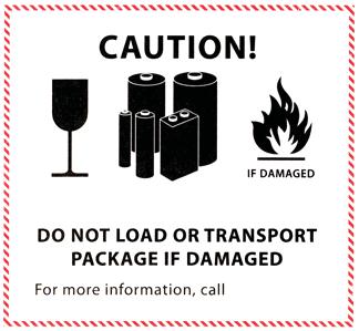 This label can be printed in color, completed as shown in the example below, and affixed to the package Lithium Battery Handling Label Example Write the Type of Battery For rechargeable