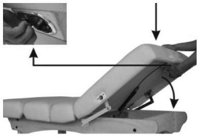 DIRECTIONS FOR USE TO LOWER THE BACK REST Support the back rest and weight of your client with one hand.