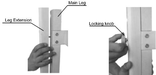 extensions to the main legs at the desired height and hand