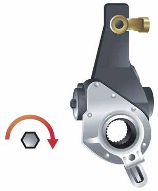 Slack adjusters with hexagonal adjusting bolts If the slack adjuster has a hexagonal (six-sided) adjusting bolt, the brakes may be set up by turning the adjusting bolt in a clockwise direction until
