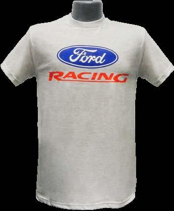 FORD RACING TEES Ford Racing Logo Tees $16 - $18 Each Our Ford Racing logo t-shirts are available in your choice of black, white, or gray. Each shirt is 100% pre-shrunk cotton for comfort and fit.