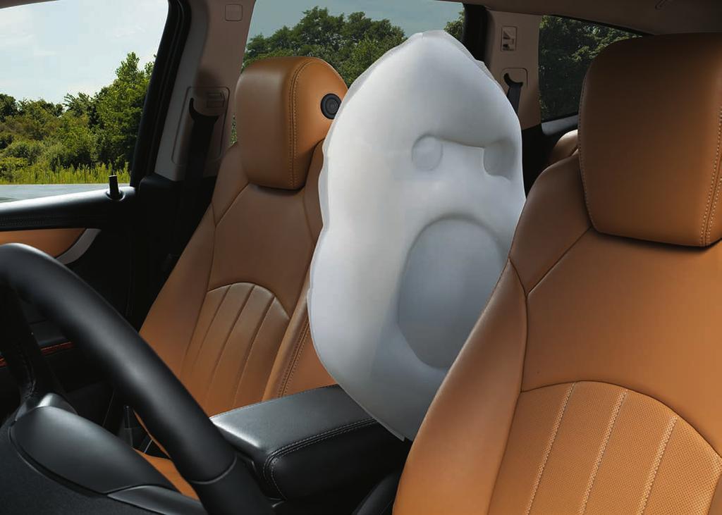 Frot ceter SIDE-IMPAct air bag I the evet of a side-impact collisio, the available idustry-first frot ceter air bag 2 deploys from the right side of the driver seat ad positios itself betwee the frot
