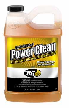 (177 ml) bottle BG Power Clean A specially formulated power steering fluid utilized in the BG Power Clean contains anti-wear ingredients, antioxidants and seal conditioners.