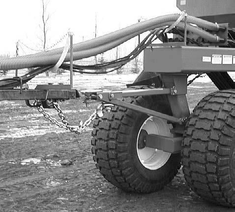 Operation Hitching to Seeding Tool (Tow Behind Cart) Connect seeding tool to tractor. Attach hitch to air cart with 1 1/4 x 5 pin. Back seeding tool into position with air cart.
