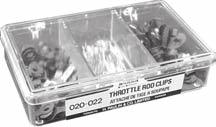 THROTTLE ROD CLIPS and RETAINERS ATTACHES DE TIGE A SOUPAPE 262 "Papco" Throttle Rod Clips are made of hardened spring steel in right and left hand styles.