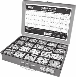 020-021 This assortment contains 100 Woodruff keys in 12 sizes that are needed in every garage. Packed in a sturdy, plastic box. This assortment contains 29 of the following Large size Woodruff Keys.