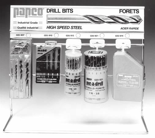DRILL SETS High Speed Steel Industrial Grade Drill Bits 5 Sets will fill all your drill bit needs! A `Papco DRILL BIT ASSORTMENT No. 020-907 4 Pieces 1/16, 1/8, 3/16, 1/4 H.S.S. `Pic-a-drill clear vinyl pouch.