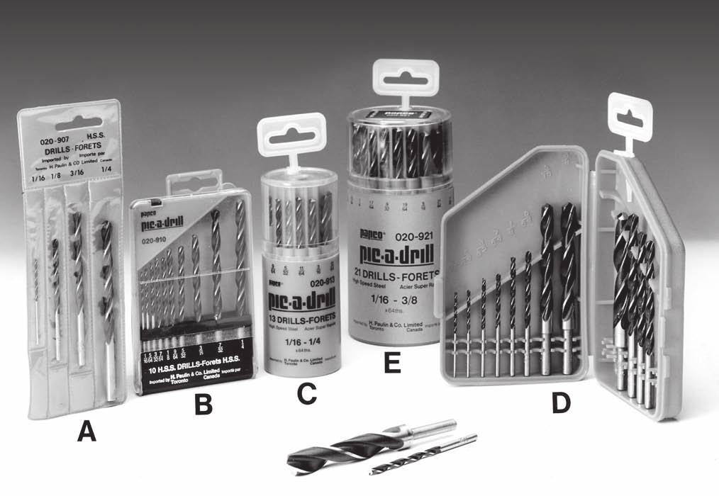 Each drill in a separate compartment. Good size coverage in a handy box. 1/16, 5/64, 3/32, 7/64, 1/8, 9/64, 5/32, 3/16, 7/32, 1/4. F `Papco DRILL BIT MERCHANDISER No.