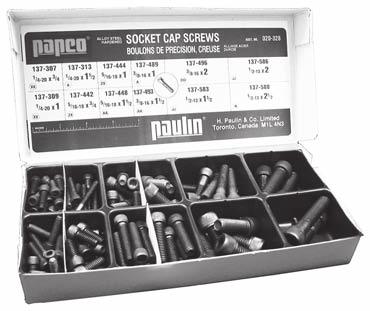 SOCKET HEAD CAP SCREWS BOULONS DE PRESSION 137 UNC Coarse `Papco Socket Cap Screws are made from Alloy Steel and have a tensile strength of 165,000 p.s.i. Sizes listed are Coarse Thread, UNC.