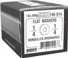 PLAIN STEEL WASHERS RONDELLES ORDINAIRES (U.S.S. Wrought Washers) FLAT WASHERS are free from burrs and have smooth, flat surfaces. BRIGHT PLATED 143 1 lb. Bare 144 5 lbs. Bare 145 100's Bare 146 1 lb.