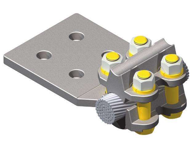 230 kv luminum olted YPE FV- erminal ug ee connector designed to connect aluminum cables to aluminum pad for flat bolt on connection. Pads conform to NEM standards.