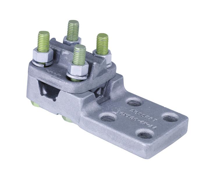 230 kv luminum olted YPE - Wide Range erminal can be used as a cable tap terminal or a straight terminal. variable clamp type terminal or tap for connecting a cable or pipe to a flat bar bus.