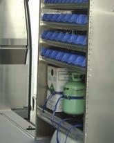 holder (1) swivel hook (1) H x L 5-shelf shelving unit with bins and refrigerant shelf.