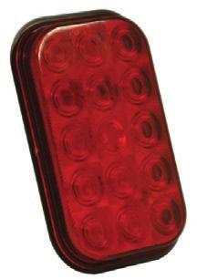 66 Stop/Tail/Turn Lamps Hi Count Rectangular LED Stop/ Tail/Turn Lamp 15 Diodes Vertical or horizontal mount Hermetically sealed polycarbonate