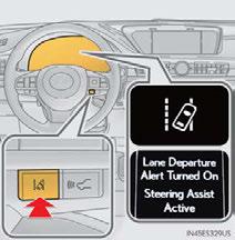 LDA (Lane Departure Alert with steering control) (if equipped) When driving on highways and freeways with white or yellow lines, this function alerts the driver when the vehicle might depart from its