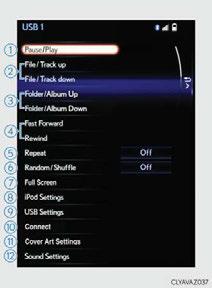 CD, MP3/WMA/AAC disc, ipod, USB or Bluetooth A/V 1 3 Play or pause a track/file Select a track/file Select a folder/album (MP3/WMA/ AAC disc
