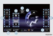 Vehicles with navigation system 1 3 Adjust the left-hand side temperature setting Adjust the fan speed setting Select the air flow mode :Air flows to the upper body :Air flows to the upper body and