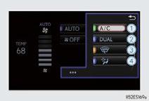 n Option control screen Select on the climate screen to display the option control screen. The functions can be switched on and off.