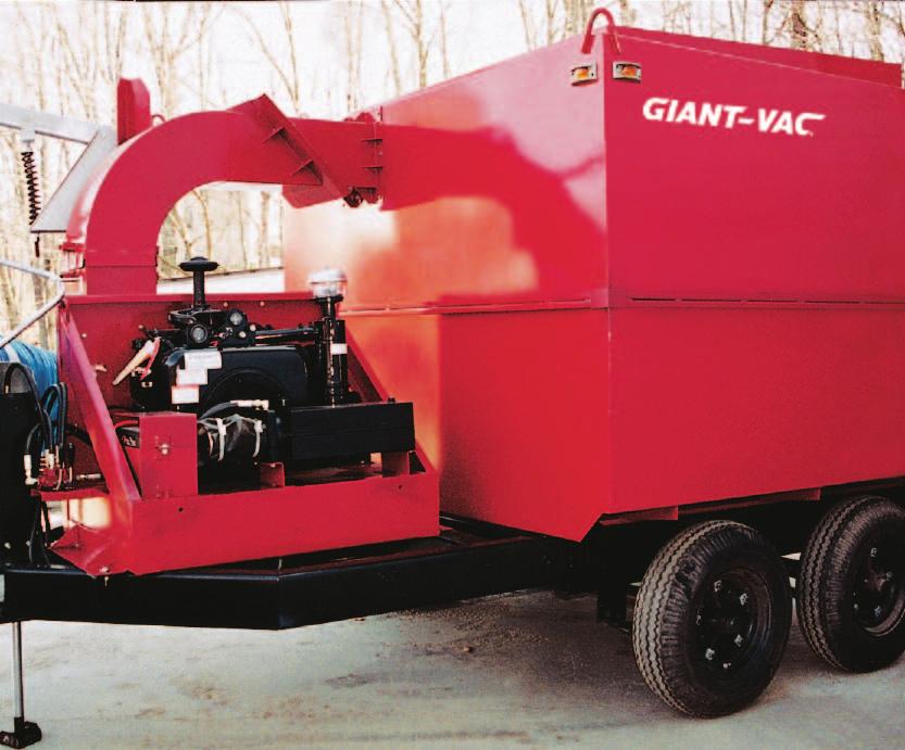 SELF-CONTAINED HYDRAULIC DUMP TRUCK LOADERS FOR LARGE JOBS Designed after large municipal units, the Giant-Vac self-contained hydraulic dump trailer features a 10 cubic yard debris box for large