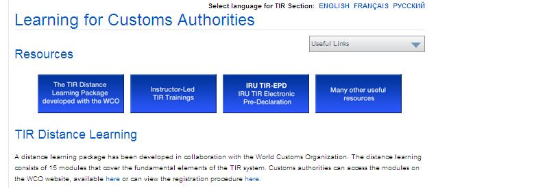 TIR Learning Resources for Customs Authorities