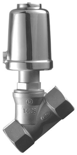 Angle Seat Valve 7 DN 8 up to DN 8 PN 16 - PN 4 Pneumatically operated angle seat valve for the control of neutral, slightly aggressive and highly aggressive media.