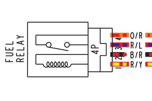 Check for continuity between the terminals of the relay that match up with the red/blue and orange/red wires.