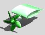 propellers are fixed pitch and fold conformal against the nacelle, and are