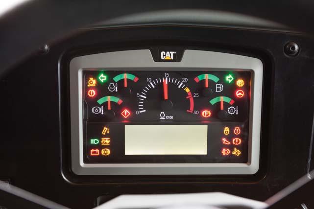 Information and Monitoring Proactively manage your truck fleet Cat Gauges and Advisor Screen The Cat gauge cluster is a standard display found in the cab.