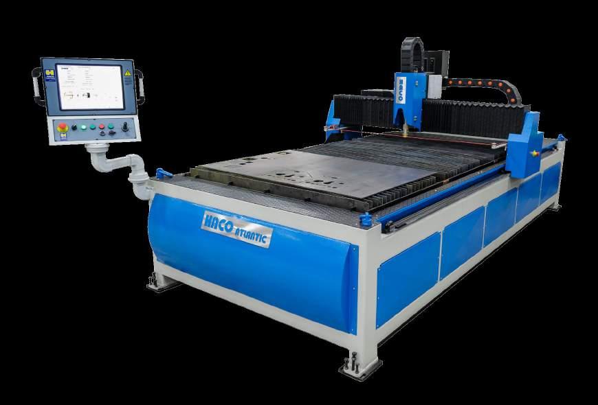 torch lifter with automatic arc voltage height control Fully enclosed hose and cable carriers Hypertherm Micro Edge Pro CNC Integrated downdraft table