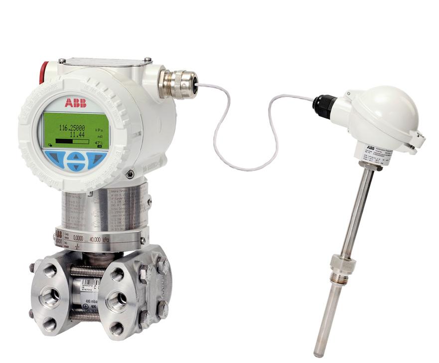 measurement of differential pressure, absolute pressure and, via an external sensor, process temperature.