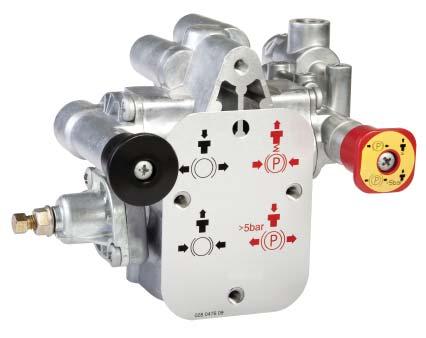 5..3 Trailer Control Module TrCM + Applications TrCM + is a parking and shunting valve with with an integrated emergency brake valve for the service brake system and an overflow valve for auxiliary