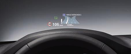 TH Speed limit display, shows speed limits and information on overtaking restrictions in the instrument cluster and Head-up Display if fi tted.