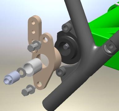 e. Install OEM left side pivot bracket. Snug bolts. Figure 5 f.