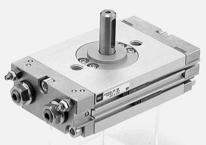 Compact Rotary Actuator Series CR2 Rack Pinion Style/:,,,, Piping can be installed from one end Uses internal cushioning, : Rubber bumper,, : Air cushion Angle adjustment bolts are standard Use of