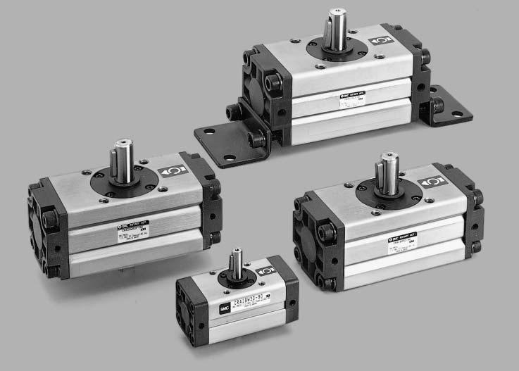 Rotary Actuator Rack & Pinion Style Series :,,, 8, s with cushion or with solenoid valve available. (Only sizes or larger are available.) Angle adjustment is possible.