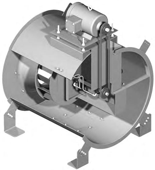 Mounting Feet Belt Drive (TCN-B shown) Inlet Mounting Flange Continuously Welded Housing Adjustable Motor Plate Mounting