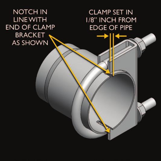 DO NOT tighten these clamps any more than is necessary to lightly hold the exhaust components in place, until the very end of this installation process.