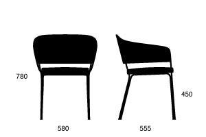 Amina can change appearance by several variations in fabrics and surface treatments. Either white or black foor glide is available for Amina chair.