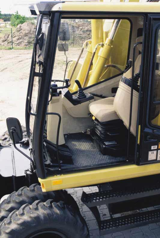 Sound suppression panels considerably reduce outside noise levels. A comfortable seat The suspension seat adjusts to the operator s weight and offers excellent lumbar support.