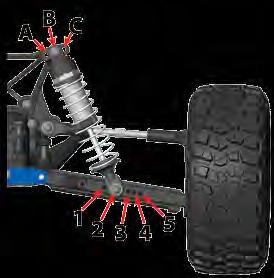 For increased stability add one- to two-degrees of toe in to each front wheel. Use the turnbuckles to adjust the alignment. 1-2 1-2 Toe-in Toe Base Factory Settings Front: 0-degrees Rear: 2.