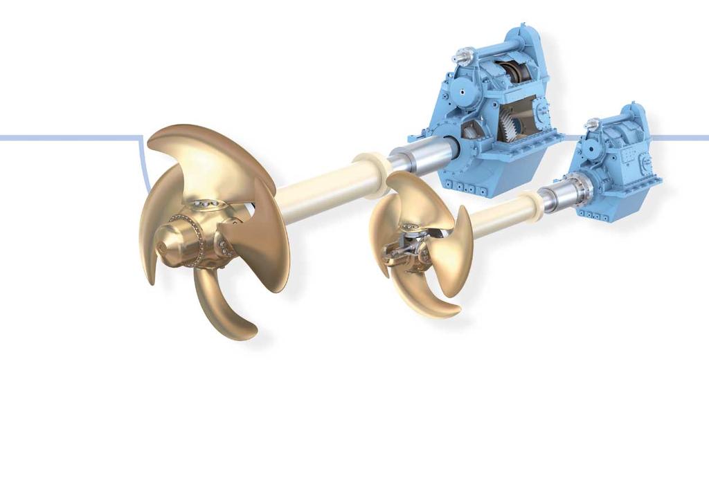 Propellers/ reduction gears XF5 T with mechanical pitch setting has a push/pull rod actuated by the hydraulic servomotor integrated in the reduction gearbox.