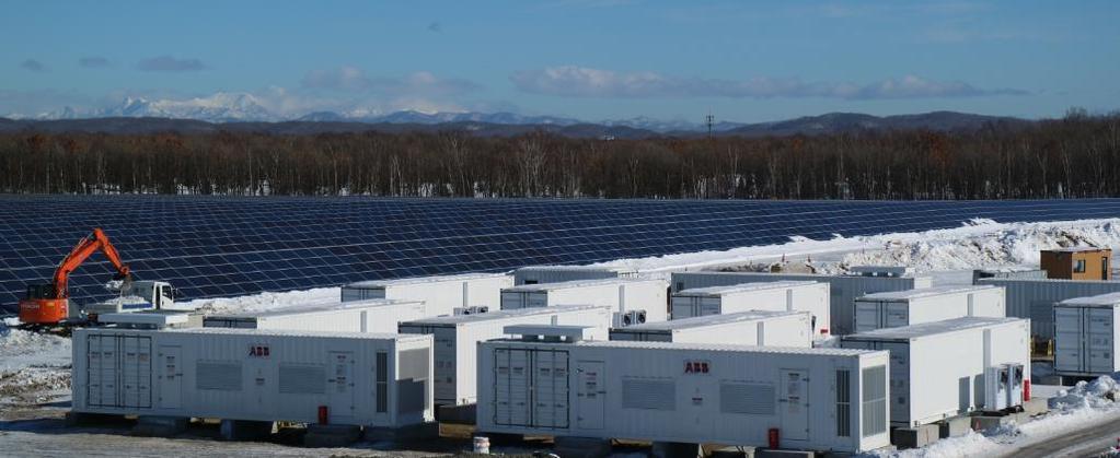 ABB Energy Storage Experience BESS Project Chitose Hokkaido - Japan 17 MW Need: 28 MW PV grid integration Ramp Rate control 1%/min - Voltage support - Capacity firming Project details : Li-ion