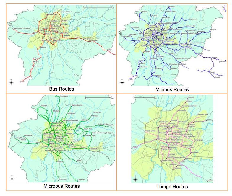 Public transport routes and modes Kathmandu Valley 8 Multiple modes in a