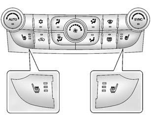 If available, the buttons are on the climate control panel. To operate, the engine must be running. Press M or L to heat the driver or passenger seat cushion and seatback.