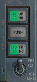 Confirm that the AP GO and FD GO lights have illuminated and then press the PUSH button.
