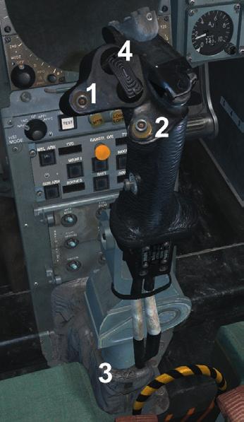7. Engine igniters control switch A two-position toggle switch labelled IGNITION connects power to the engine igniter, and arms the engine ignition and central warning systems when set to FLIGHT. 8.