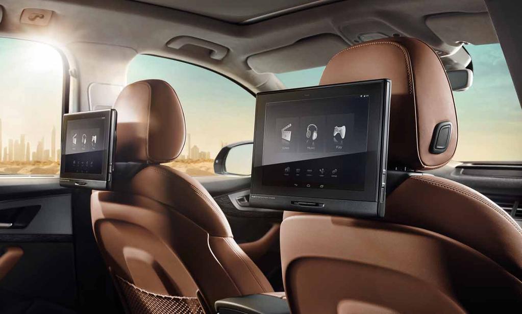 01 Audi Entertainment mobile* Communication The third-generation Audi Entertainment mobile promises premium entertainment with excellent image quality thanks to the 10-inch touch screen and all of